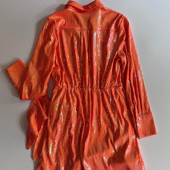 House of Harlow 1960 Orange Sequin Wrap Mini Dress NWT Size Small - Picture 6 of 6